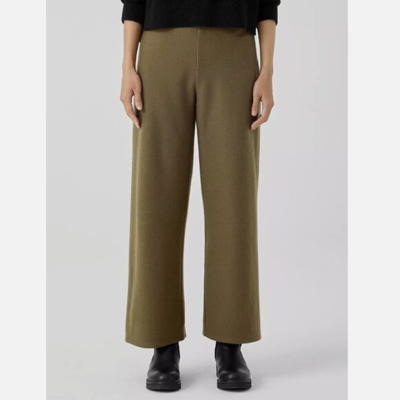Eileen Fisher Serpentine Boiled Wool Jersey Straight Pant